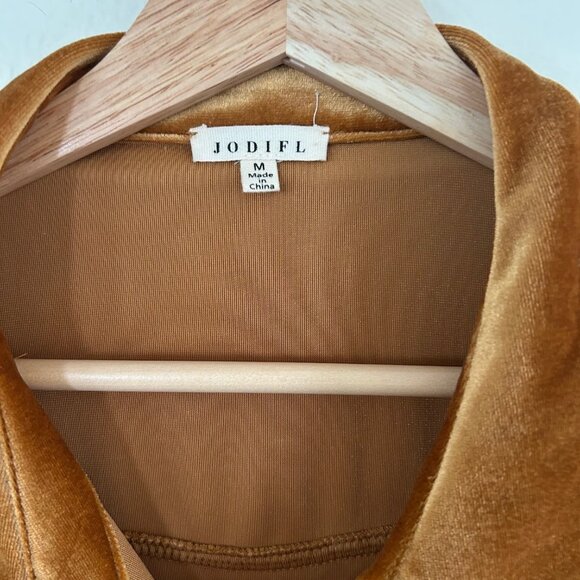 Jodifl Velvet Dress Women SZM Carmel Button Baby Doll Tunic Boho Fairy Cottage - Picture 6 of 10